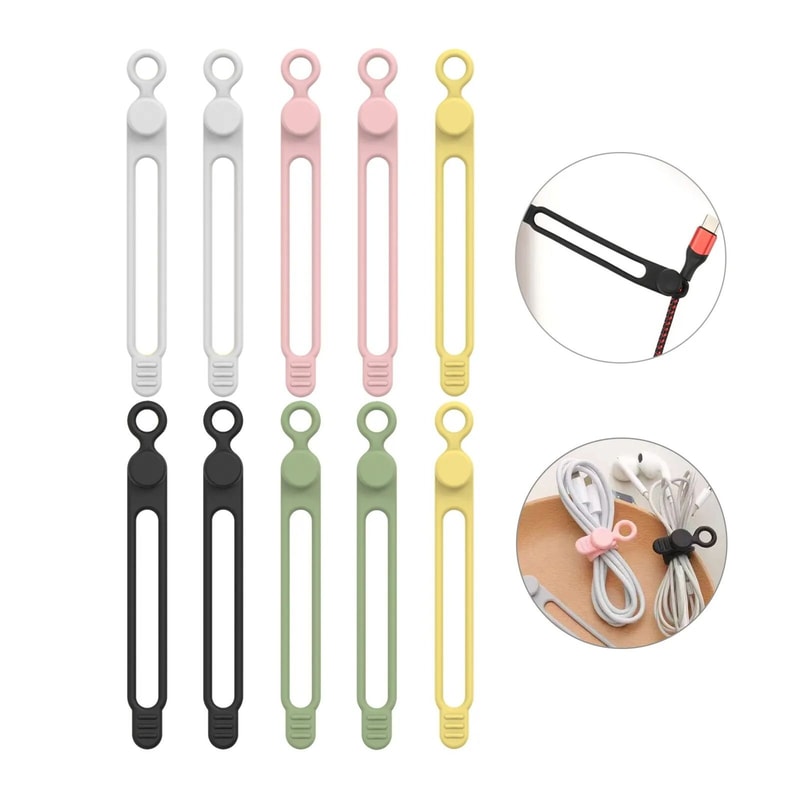 Silicone Travel Cable Ties HighPerformance Elastic Cord Organizer Reusable Wire Straps 9