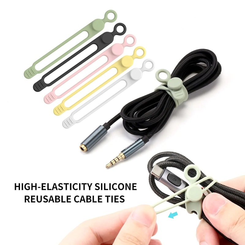 Silicone Travel Cable Ties HighPerformance Elastic Cord Organizer Reusable Wire Straps 1