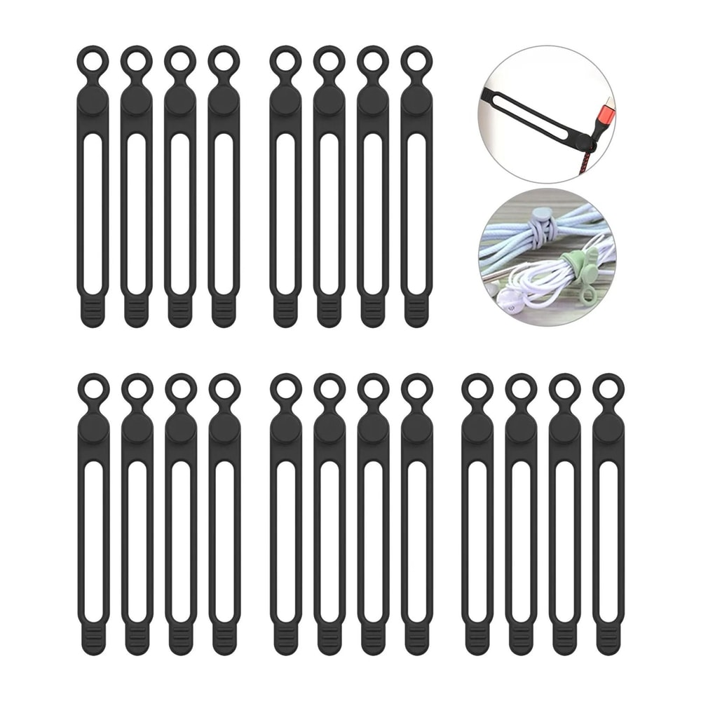 Silicone Travel Cable Ties HighPerformance Elastic Cord Organizer Reusable Wire Straps 15