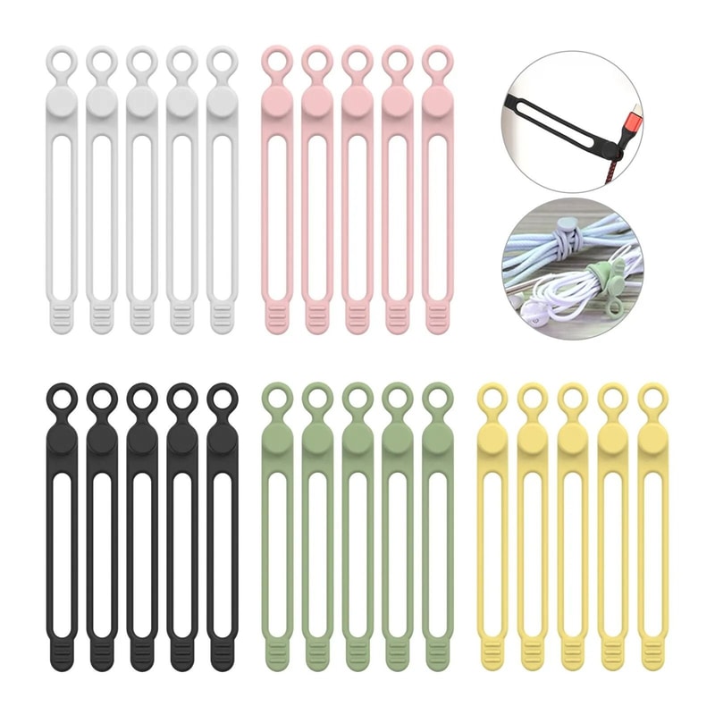 Silicone Travel Cable Ties HighPerformance Elastic Cord Organizer Reusable Wire Straps 16