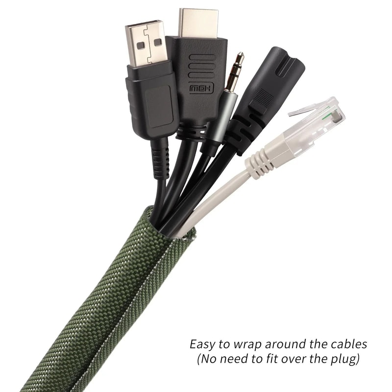 SelfClosed PET Braided Cable Sleeve HighPerformance Flexible Split Loom Auto Line Protector 10