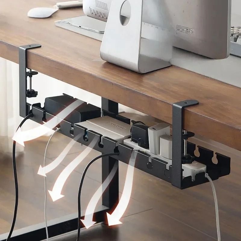 Retractable UnderDesk Wire Management Tray HighPerformance NoDrilling Metal Storage Rack For Home 3