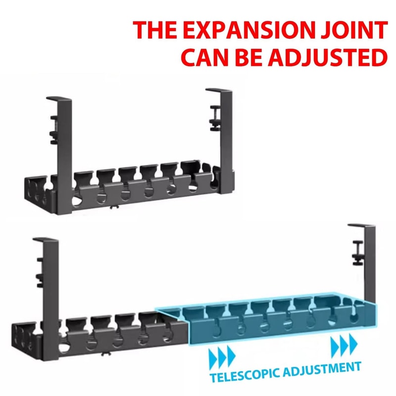 Retractable UnderDesk Wire Management Tray HighPerformance NoDrilling Metal Storage Rack For Home 5