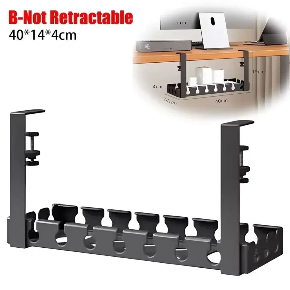 Under Desk Cable Management Tray HighPerformance Retractable Metal Wire Organizer NoDrill Cord Ma 6