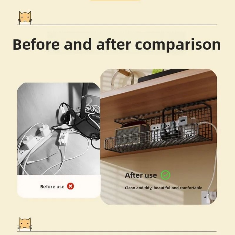 UnderDesk Cable Management Tray HighPerformance NoDrill Wire Socket Power Cable Storage Organizer 5