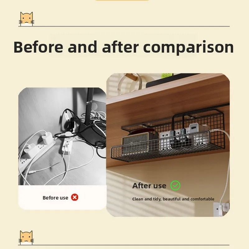 UnderDesk Cable Management Tray HighPerformance NoDrill Wire Socket Power Cable Storage Organizer 5