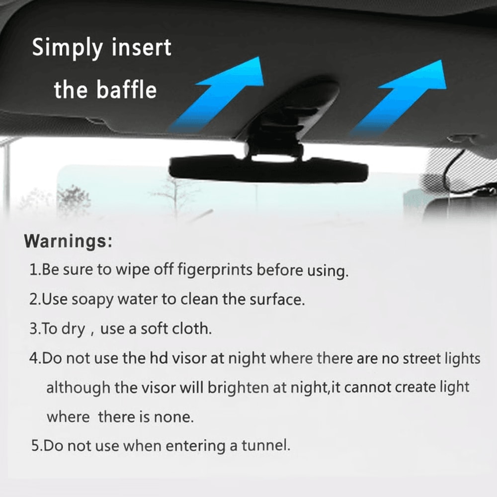 Car AntiGlare Visor Mirror For Clearer Vision Less Eye Strain Safer Driving 2