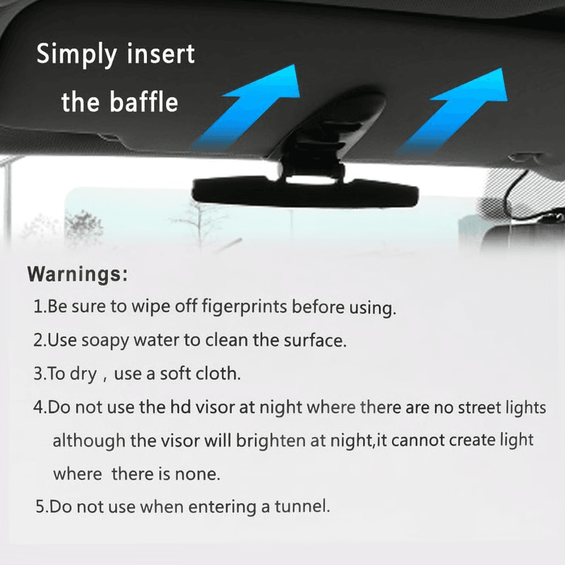 Car AntiGlare Visor Mirror For Clearer Vision Less Eye Strain Safer Driving 2