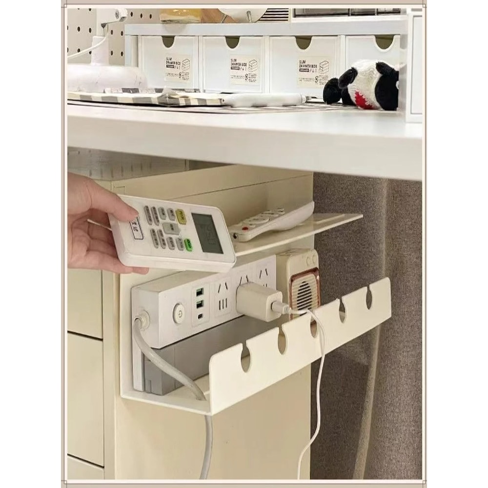 HeavyDuty NoDrill UnderDesk Cable Management Tray HighPerformance Power Strip Cord Holder With Ad 5