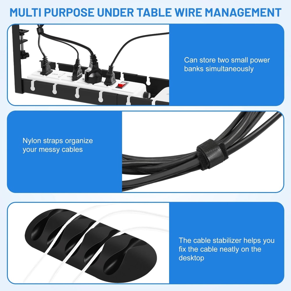 HeavyDuty NoDrill UnderDesk Cable Management Tray HighPerformance Extendable Metal Power Strip Co 5