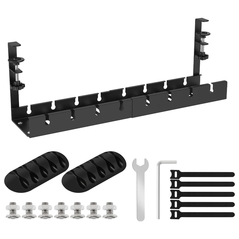 HeavyDuty NoDrill UnderDesk Cable Management Tray HighPerformance Extendable Metal Power Strip Co 6