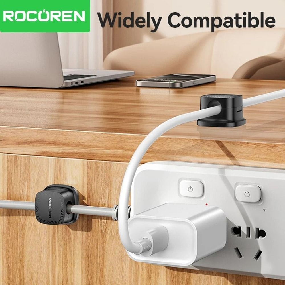 Rocoren Magnetic Cable Organizer HighPerformance Adjustable Cord Holder Stable UnderDesk Wire Kee 6