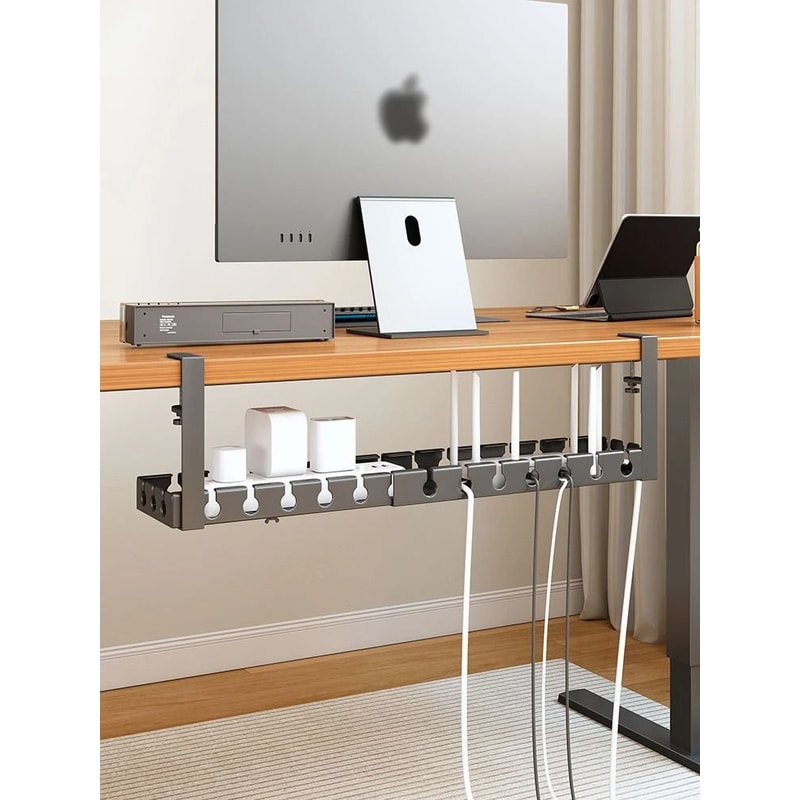 Extendable Steel Under Desk Cable Management Tray Sturdy Power Strip Cord Holder Raceway 3
