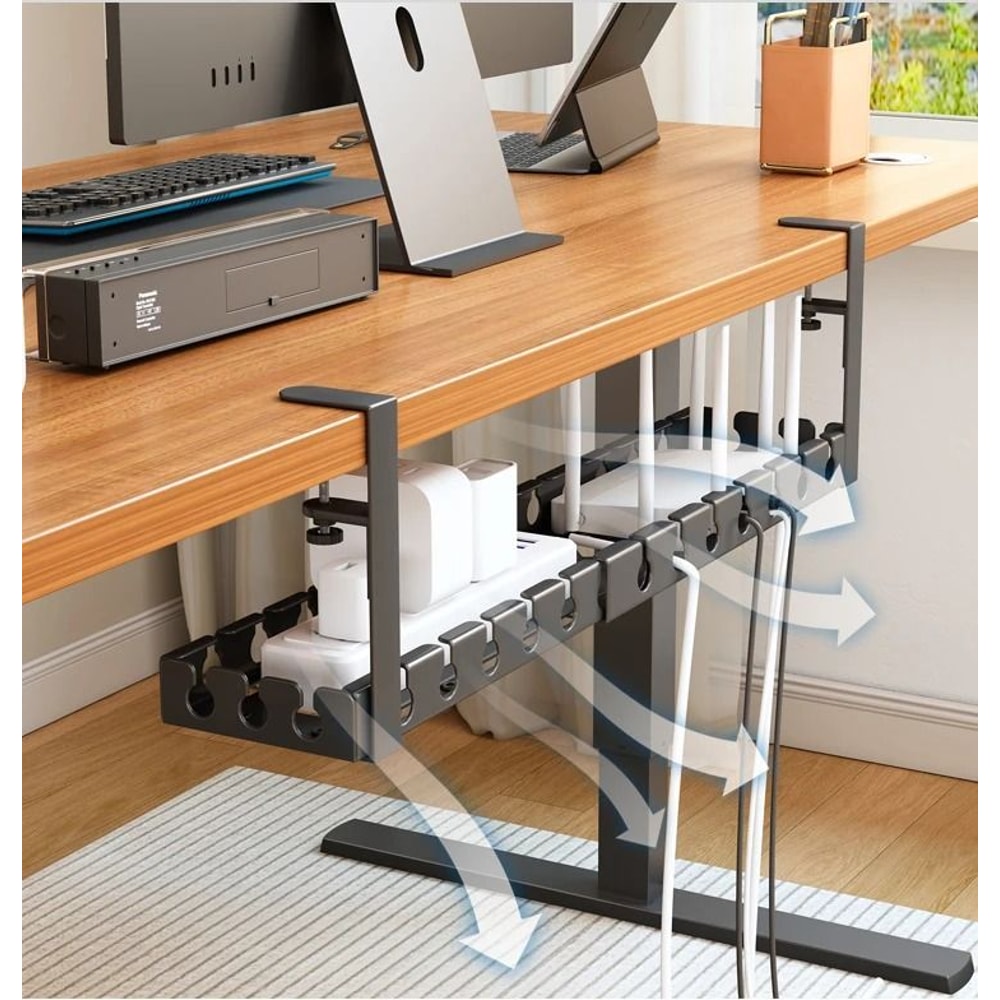 Extendable Steel Under Desk Cable Management Tray Sturdy Power Strip Cord Holder Raceway 5