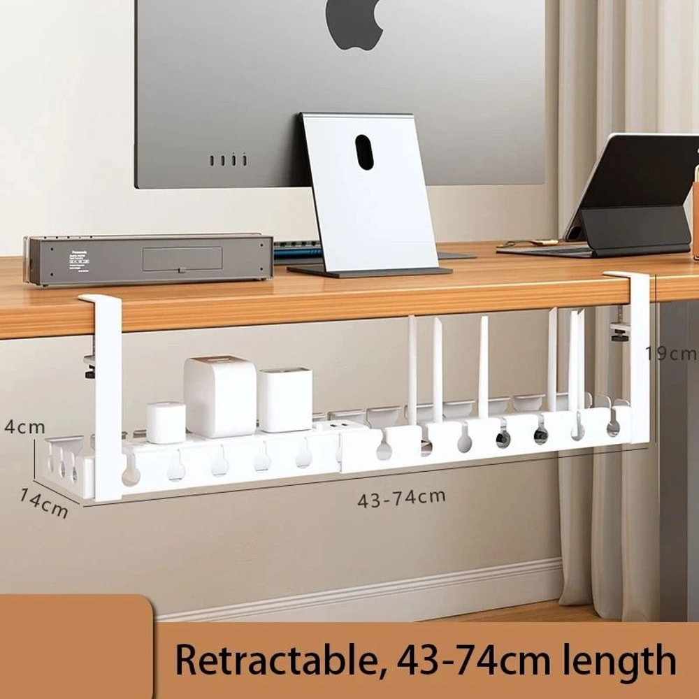 Extendable Steel Under Desk Cable Management Tray Sturdy Power Strip Cord Holder Raceway 9