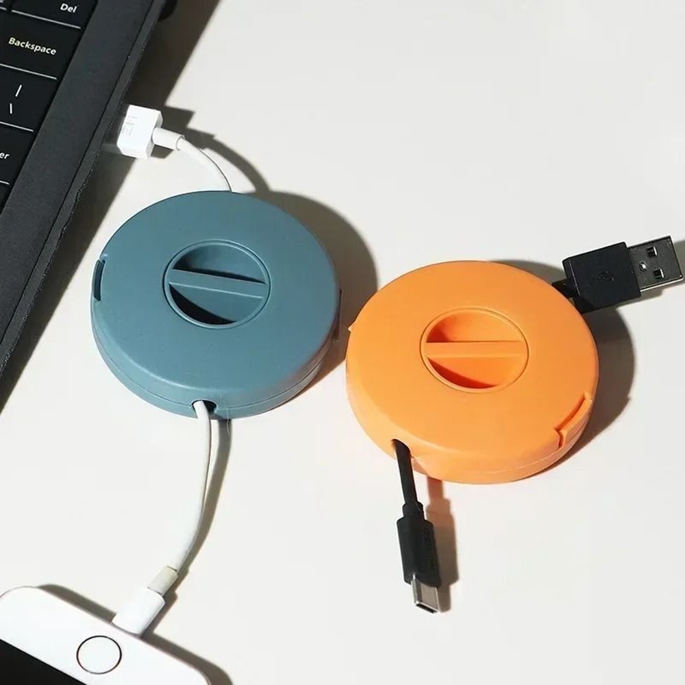 Portable Transparent Charging Cord Organizer HighPerformance Round Retractable Reel Box Cable Wind 1