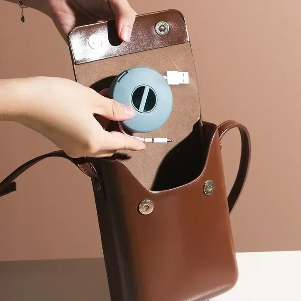 Portable Transparent Charging Cord Organizer HighPerformance Round Retractable Reel Box Cable Wind 4