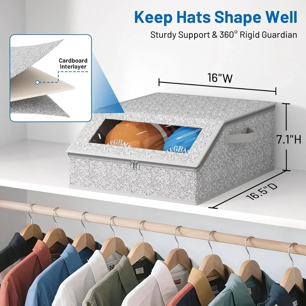 Foldable Baseball Cap Storage Box Dustproof Zipper Hat Organizer For Wardrobes 1
