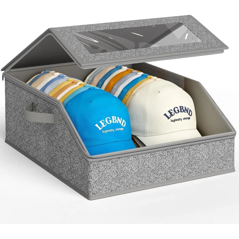 Foldable Baseball Cap Storage Box Dustproof Zipper Hat Organizer For Wardrobes 6