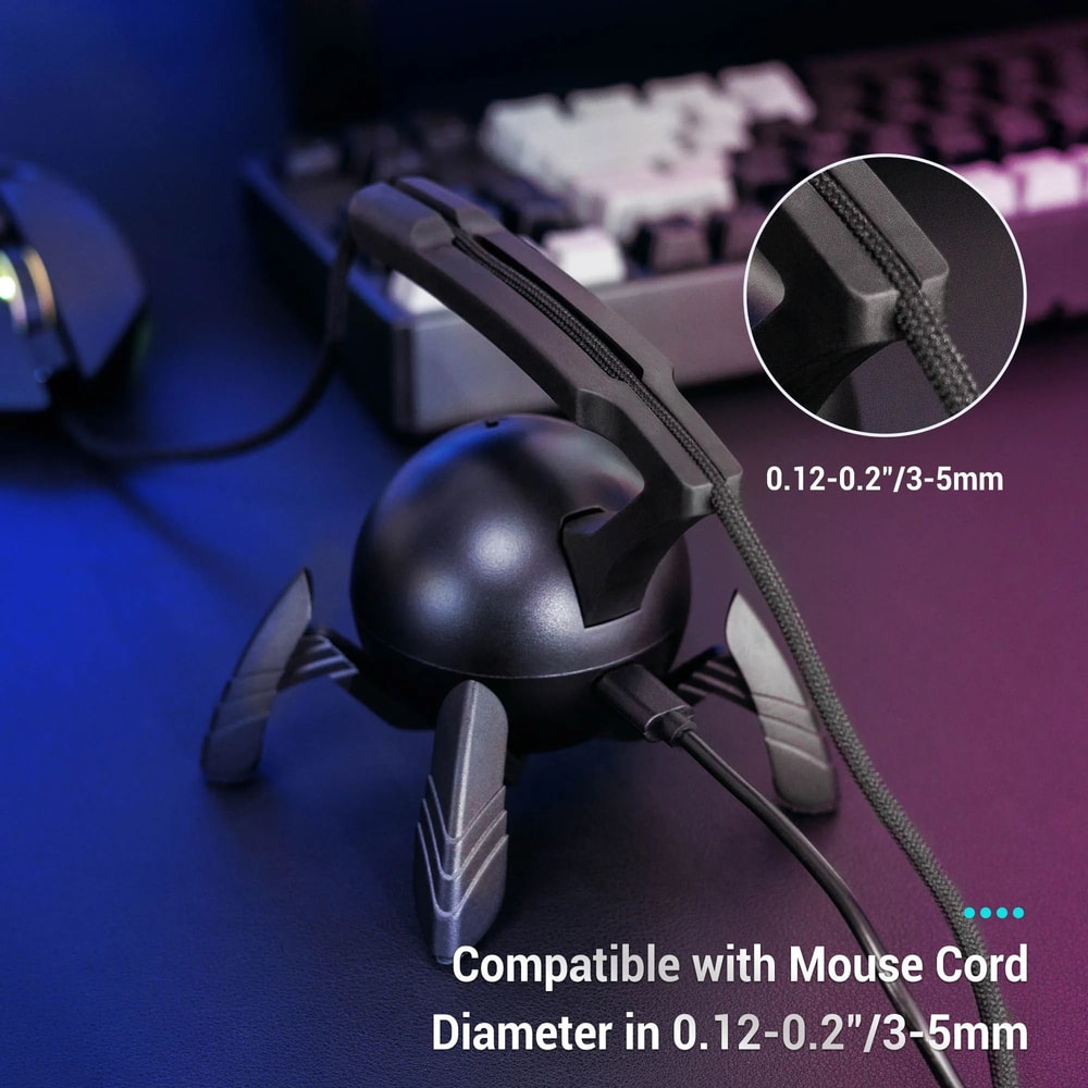 Spider RGB Mouse Bungee HighPerformance Gaming Cord Holder With USB Hub TypeC Integration 3