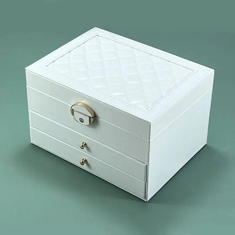 HighEnd MultiLayer Leather Jewelry Box Large Capacity Household Earring Accessory Organizer 7