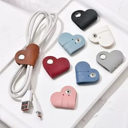 mini heart leather cable winder – high-performance heart-shaped cord organizer & headphone wire holder