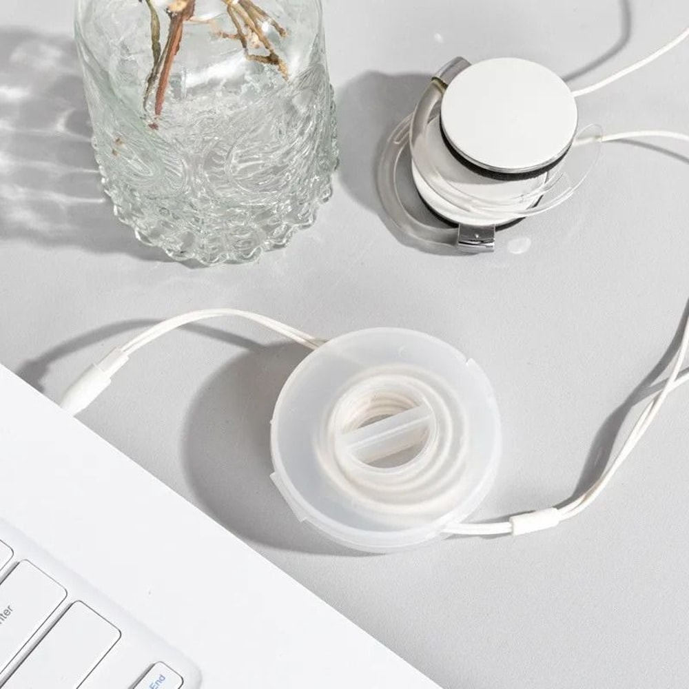 Portable Transparent MultiFunction Cable Winder Retractable Cord Organizer Phone Holder 3