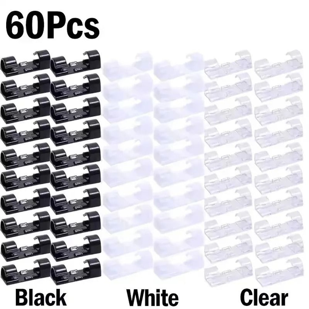 SelfAdhesive Desktop Cable Clips HighPerformance PC Mouse USB Power Cord Organizer 18