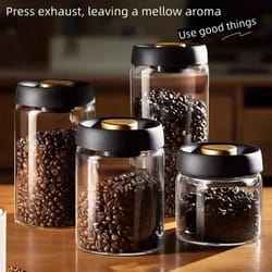 manual vacuum sealed coffee jar – high borosilicate glass moisture-proof storage container