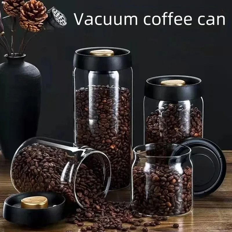 Manual Vacuum Sealed Coffee Jar High Borosilicate Glass MoistureProof Storage Container 1