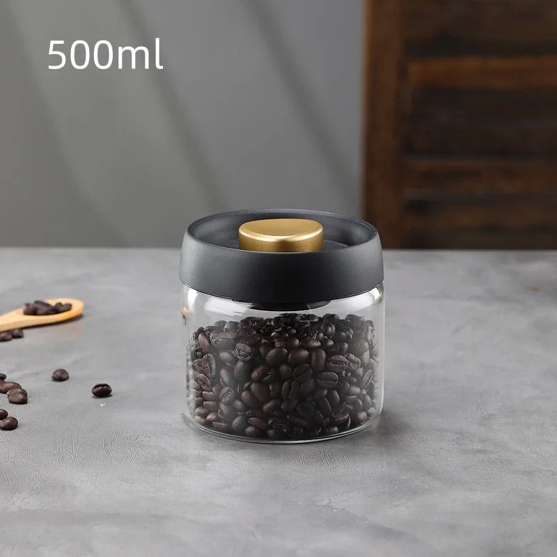 Manual Vacuum Sealed Coffee Jar High Borosilicate Glass MoistureProof Storage Container 7
