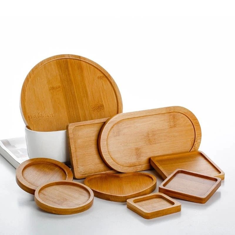 Mini Bamboo Decorative Tray HighPerformance Creative Coffee Cup Mat Wood Flower Pot Saucer 0