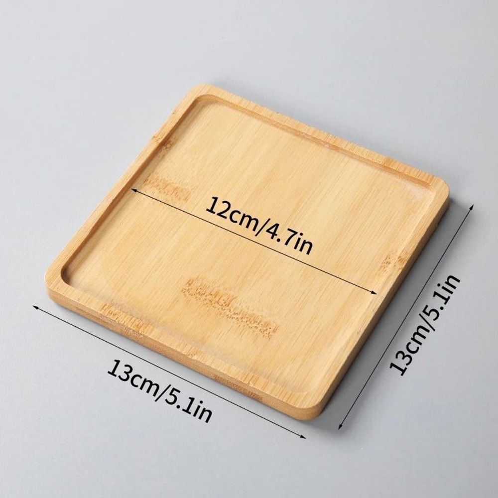 Mini Bamboo Decorative Tray HighPerformance Creative Coffee Cup Mat Wood Flower Pot Saucer 10