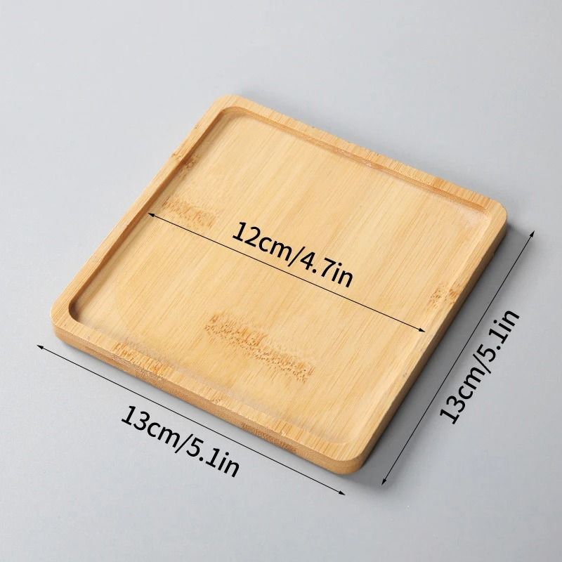Mini Bamboo Decorative Tray HighPerformance Creative Coffee Cup Mat Wood Flower Pot Saucer 10