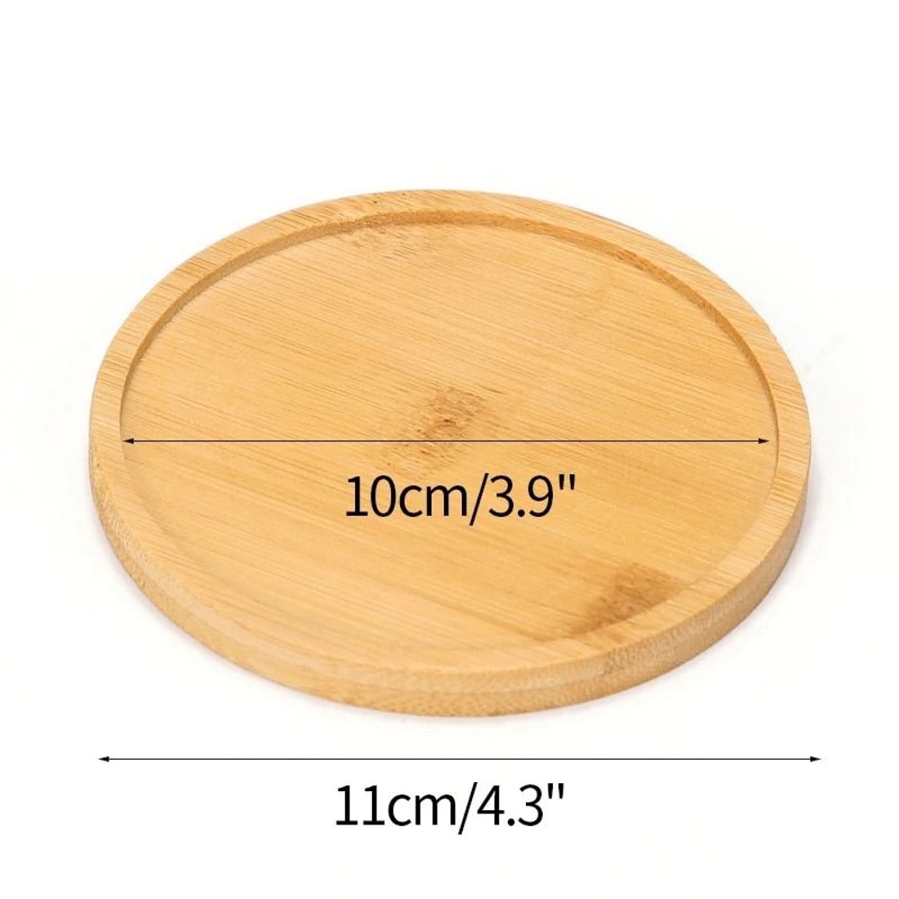 Mini Bamboo Decorative Tray HighPerformance Creative Coffee Cup Mat Wood Flower Pot Saucer 14