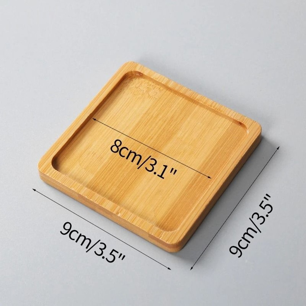 Mini Bamboo Decorative Tray HighPerformance Creative Coffee Cup Mat Wood Flower Pot Saucer 15