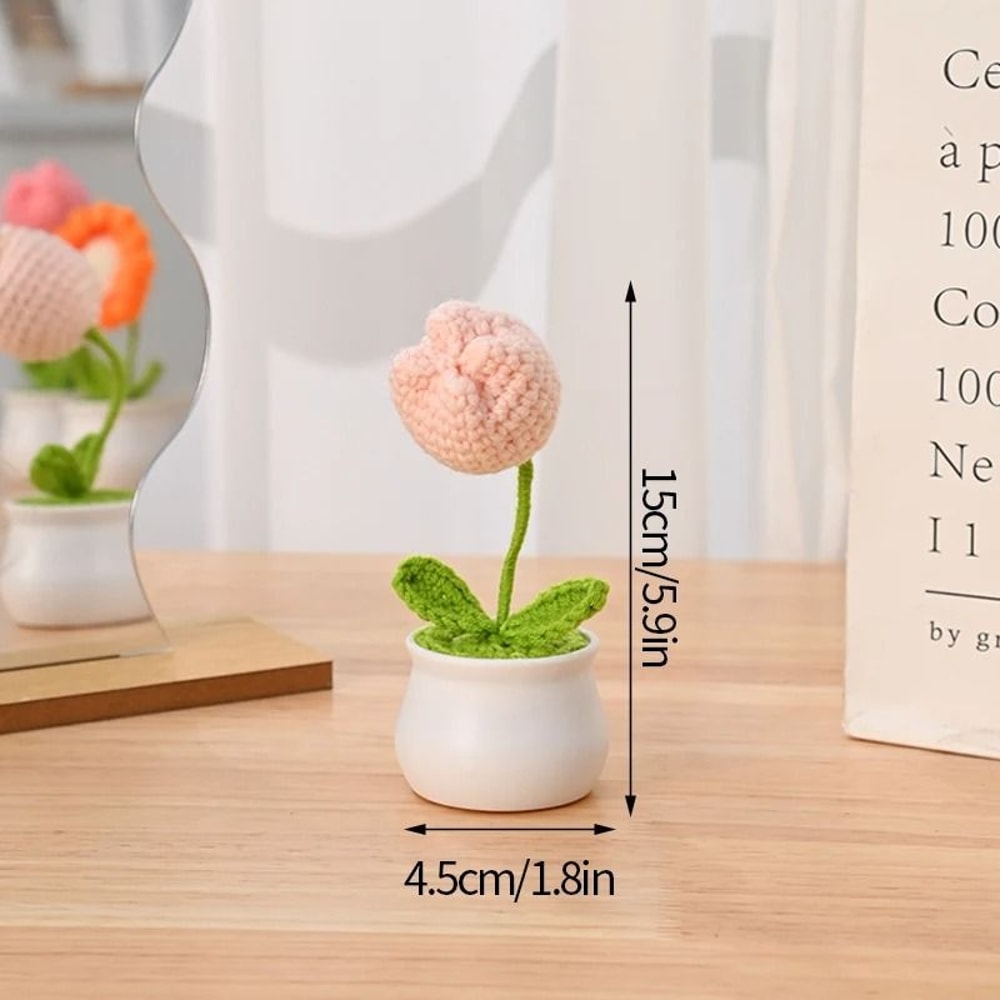 Finished Sunflower Crochet Plant HighPerformance HandWoven Artificial Flower Desktop Decoration 10