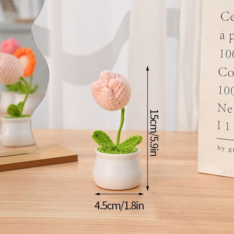 Finished Sunflower Crochet Plant HighPerformance HandWoven Artificial Flower Desktop Decoration 10