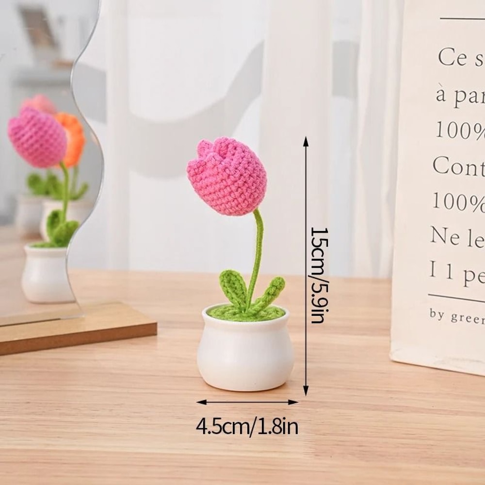 Finished Sunflower Crochet Plant HighPerformance HandWoven Artificial Flower Desktop Decoration 11