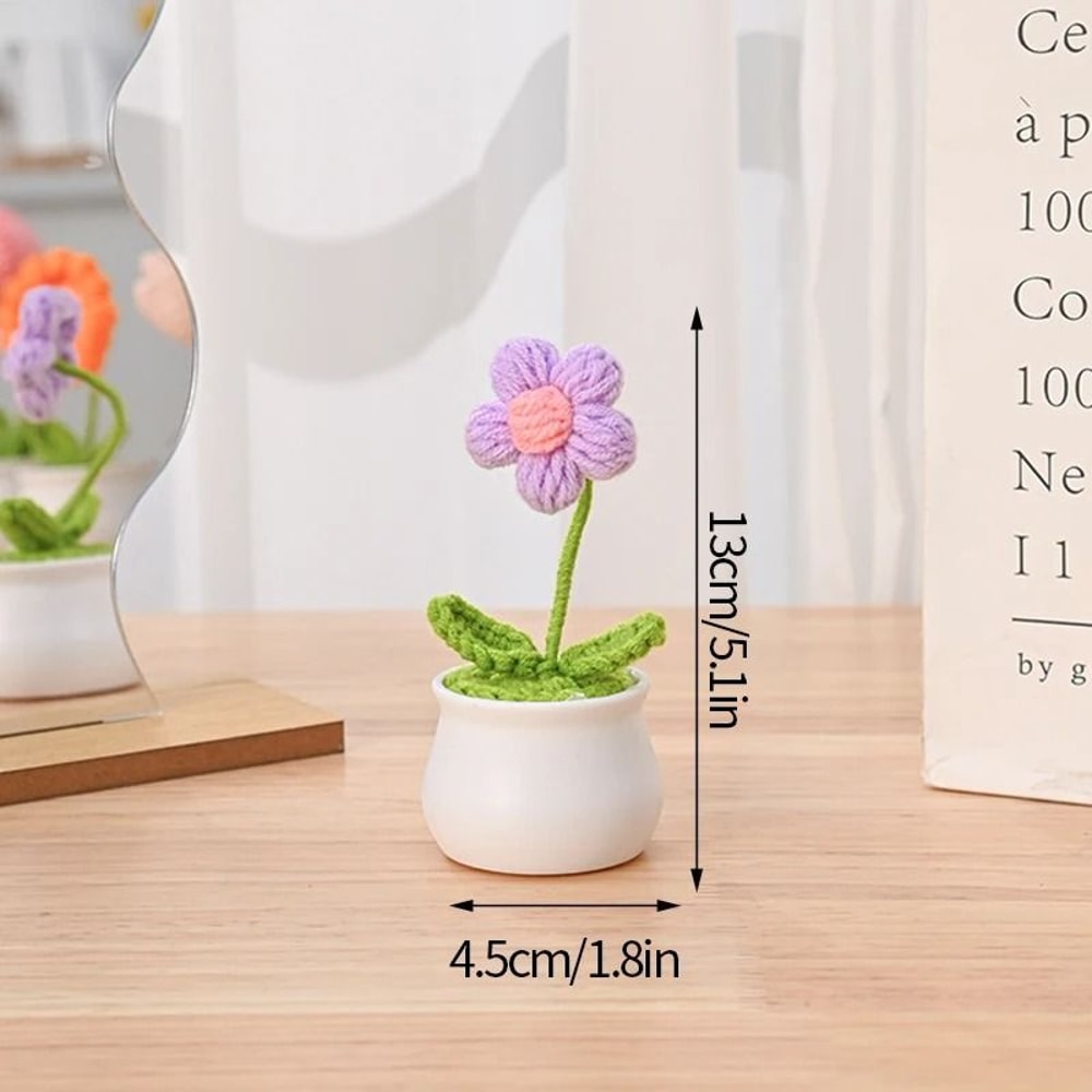 Finished Sunflower Crochet Plant HighPerformance HandWoven Artificial Flower Desktop Decoration 8