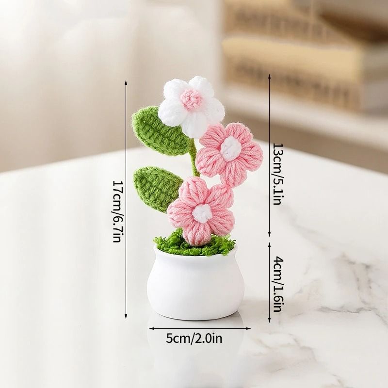 Finished Sunflower Crochet Plant HighPerformance HandWoven Artificial Flower Desktop Decoration 28