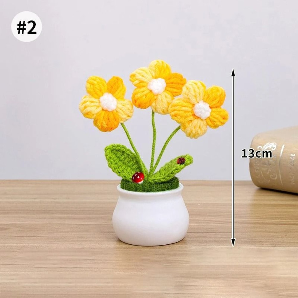 Finished Sunflower Crochet Plant HighPerformance HandWoven Artificial Flower Desktop Decoration 18