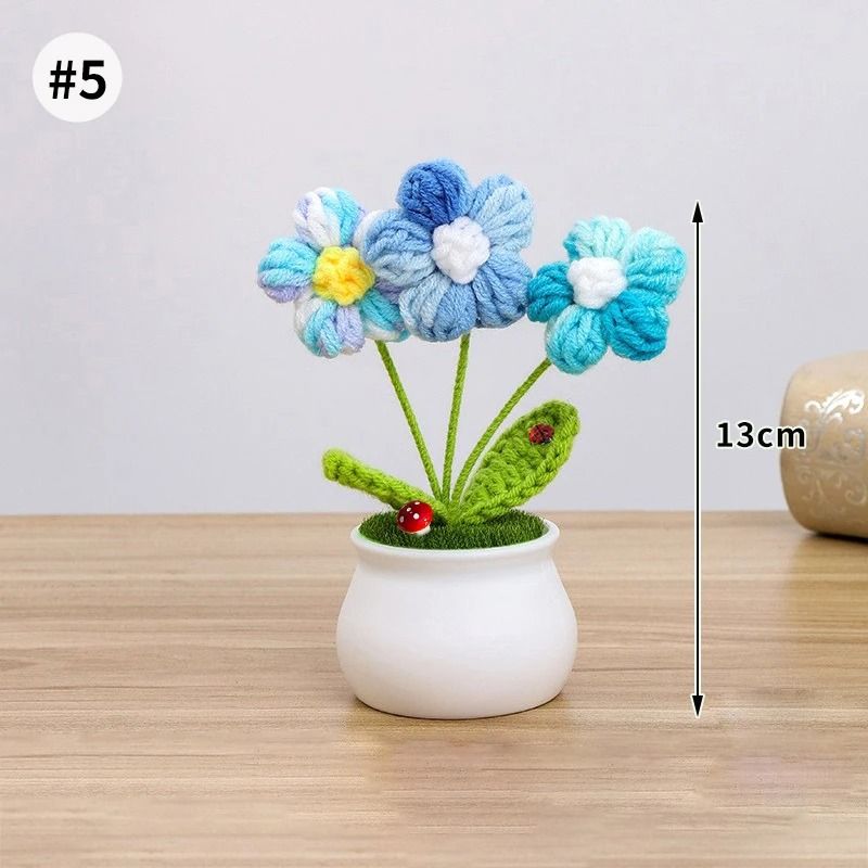 Finished Sunflower Crochet Plant HighPerformance HandWoven Artificial Flower Desktop Decoration 21