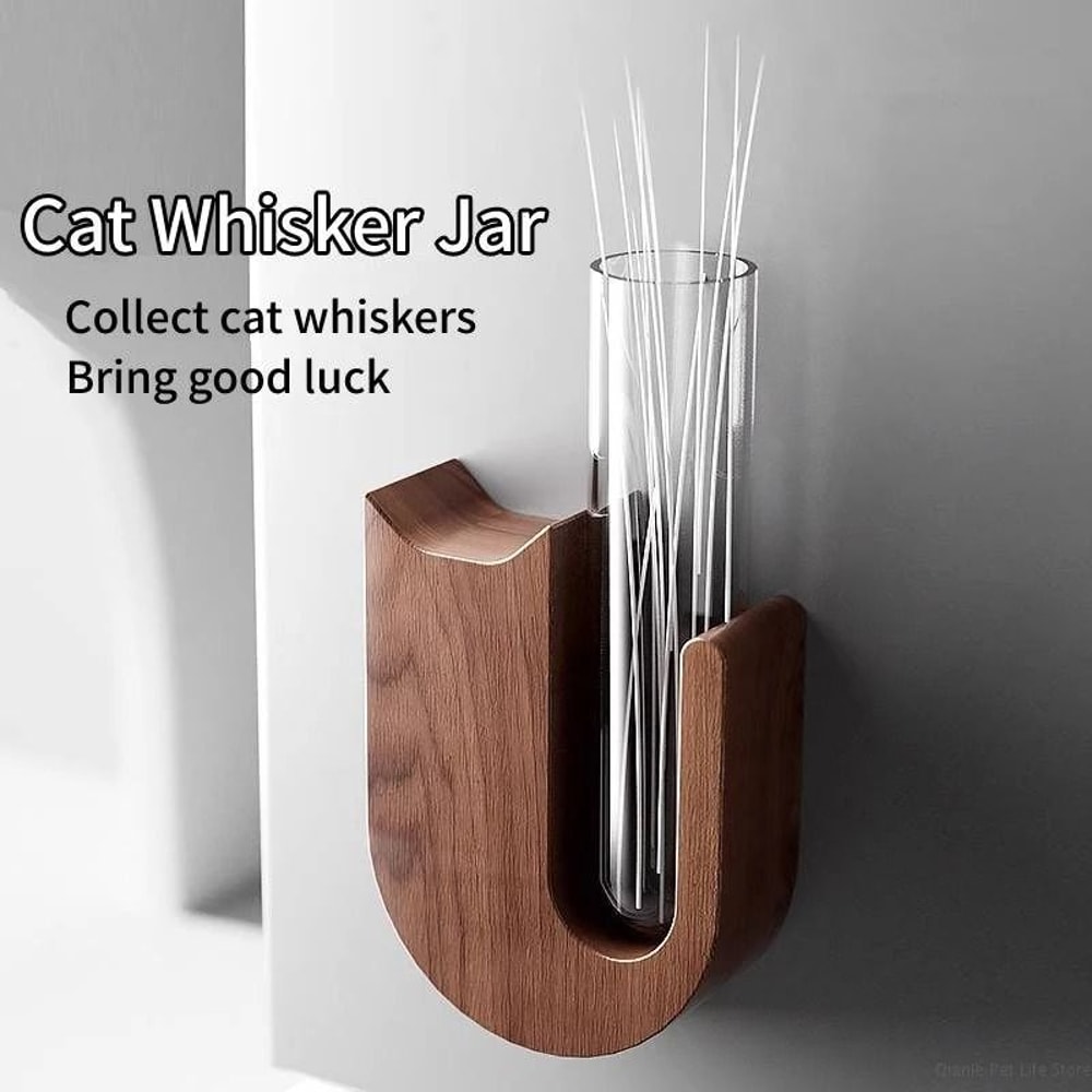Cat Whisker Storage Jar HighPerformance Wooden Test Tube Vase Pet Hair Keepsake Magnet 0