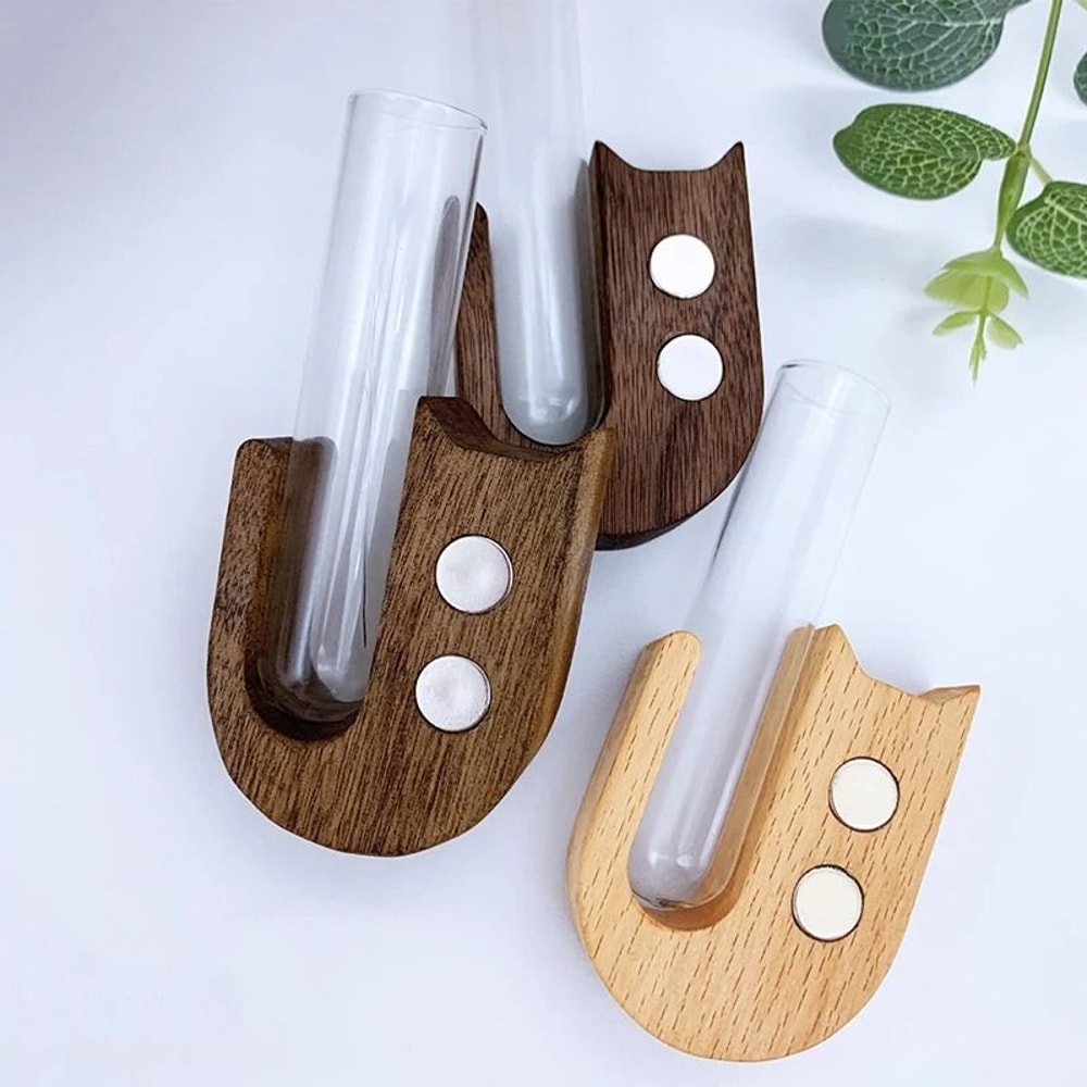 Cat Whisker Storage Jar HighPerformance Wooden Test Tube Vase Pet Hair Keepsake Magnet 2