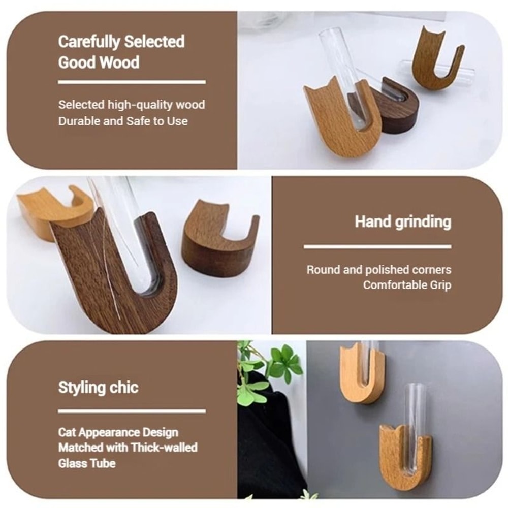 Cat Whisker Storage Jar HighPerformance Wooden Test Tube Vase Pet Hair Keepsake Magnet 5