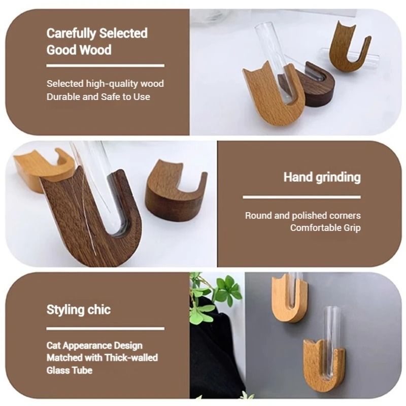 Cat Whisker Storage Jar HighPerformance Wooden Test Tube Vase Pet Hair Keepsake Magnet 5