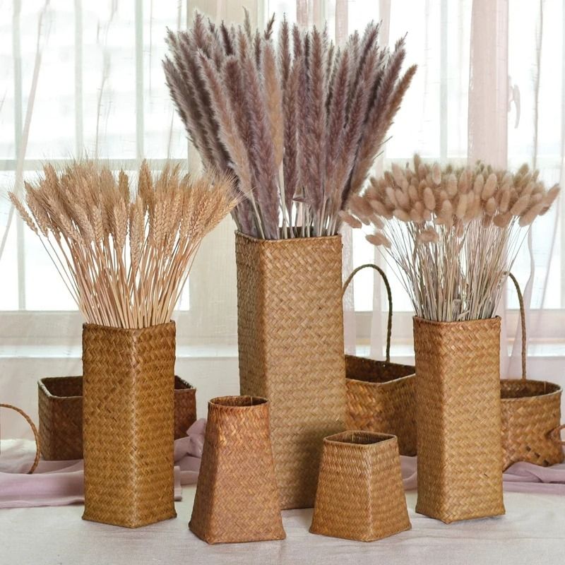 Natural Seaweed Weave Vase HighPerformance Pastoral Rattan Bamboo Floral Arrangement Basket 4