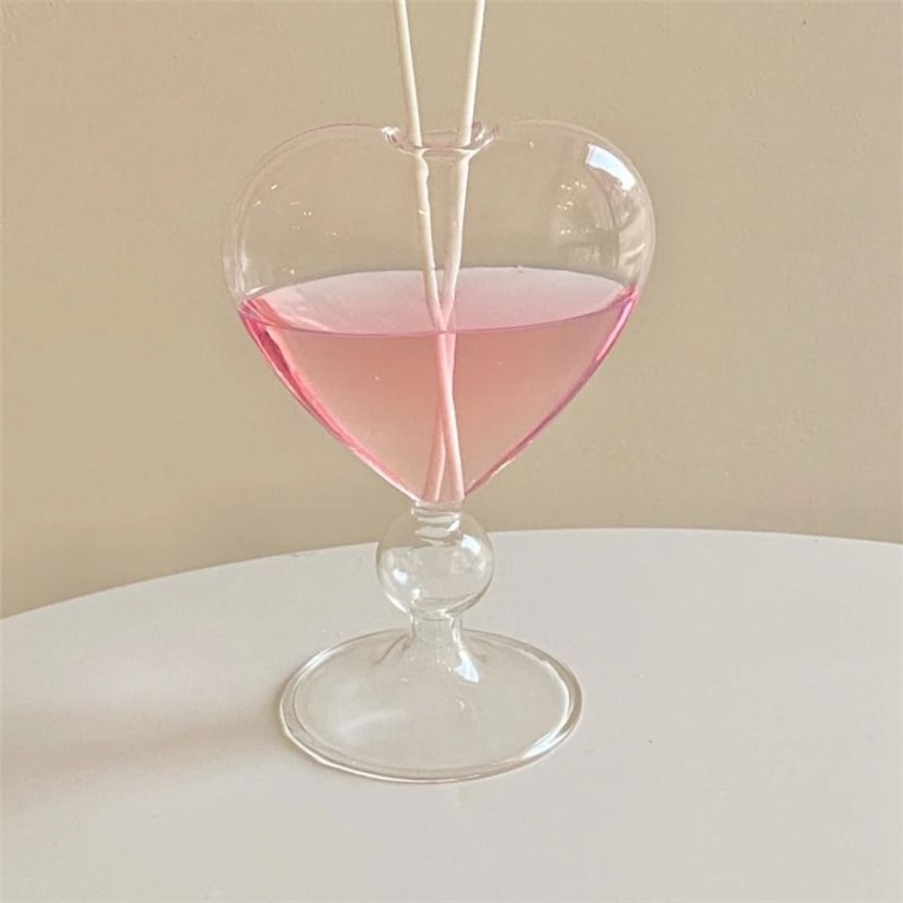 Ins Heart Shape Glass Mug HighPerformance 220ml Juice Cocktail Tumbler 7