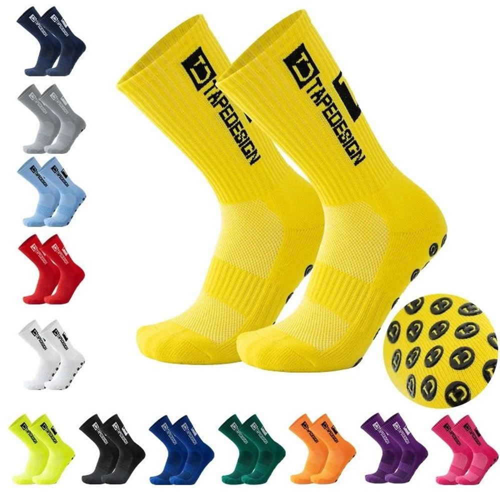 2025 AntiSlip Tape Football Socks HighPerformance MidCalf Soccer Grip NonSlip Sports Gear 0
